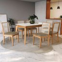 Ver imagem 1 de Mesa de Jantar 6 Lugares Késia com Vidro Madeira Maciça Off White/capuccino - Kappesberg