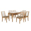 Ver imagem 2 de Mesa de Jantar 6 Lugares Késia com Vidro Madeira Maciça Off White/capuccino - Kappesberg