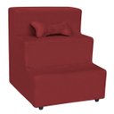 Ver imagem 1 de Escada 3 Degraus Rampa Brinde Pet Cachorro Veludo Vermelho