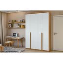 Ver imagem 1 de Guarda Roupa Solteiro 4 Portas e 2 Gavetas C/ Pés Alonzo Amêndoa/branco - Lopas