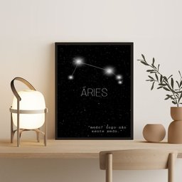 Quadro Decorativo Constelação Signo Áries 45x34cm:madeira Preta - 2