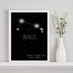 Quadro Decorativo Constelação Signo Áries 45x34cm:madeira Preta - 1