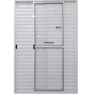 Porta de Alumínio de Correr 3 Folhas Com Trinco Lado Esquerdo 210x150 Branco Allo Esquadrias
