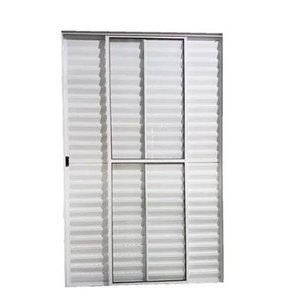 Porta de Alumínio de Correr 3 Folhas com Trinco Lado Esquerdo 210x150 Branco Allo Esquadrias