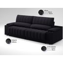 Ver imagem 3 de Sofá com Porta Copos Carregador USB Ret Rec Murano 2,50m Velosuede Preto - NETSOFAS