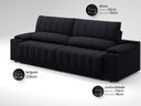 Ver imagem 3 de Sofá com Porta Copos Carregador USB Ret Rec Murano 2,50m Velosuede Preto - NETSOFAS