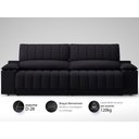 Ver imagem 4 de Sofá com Porta Copos Carregador USB Ret Rec Murano 2,50m Velosuede Preto - NETSOFAS