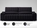 Ver imagem 4 de Sofá com Porta Copos Carregador USB Ret Rec Murano 2,50m Velosuede Preto - NETSOFAS