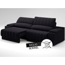 Ver imagem 6 de Sofá com Porta Copos Carregador USB Ret Rec Murano 2,50m Velosuede Preto - NETSOFAS