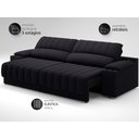Ver imagem 5 de Sofá com Porta Copos Carregador USB Ret Rec Murano 2,50m Velosuede Preto - NETSOFAS