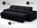 Ver imagem 5 de Sofá com Porta Copos Carregador USB Ret Rec Murano 2,50m Velosuede Preto - NETSOFAS