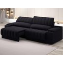 Ver imagem 1 de Sofá com Porta Copos Carregador USB Ret Rec Murano 2,50m Velosuede Preto - NETSOFAS