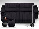 Ver imagem 2 de Sofá com Porta Copos Carregador USB Ret Rec Murano 2,50m Velosuede Preto - NETSOFAS