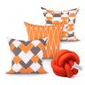 Almofada para Cama Laranja Estampada Geométrica 3 Unidades 45cm x 45cm com Refil + Almofada Nó Escan - 1