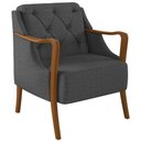 Ver imagem 3 de Kit Sofá 02 Lugares Sala Estar 135cm Com Poltrona Coral Pés De Madeira M03 Linho Chumbo - Lyam