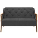 Ver imagem 6 de Kit Sofá 02 Lugares Sala Estar 135cm Com Poltrona Coral Pés De Madeira M03 Linho Chumbo - Lyam