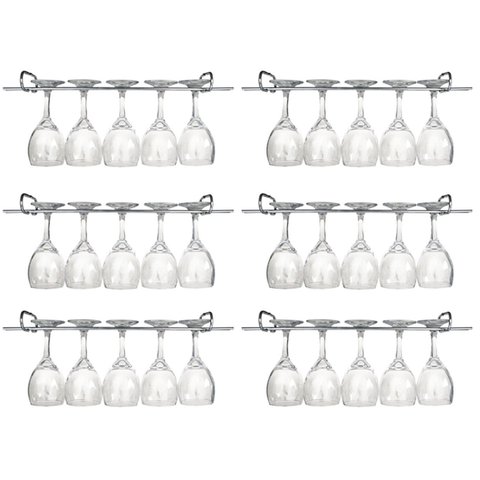 Kit 6 Suportes Organizador Armário Porta Taças Cromado 35cm