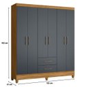 Ver imagem 4 de Guarda Roupa Casal 6 Portas 2 Gavetas 1,53m Freijo / Cinza Panamá Moval