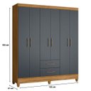 Ver imagem 4 de Guarda Roupa Casal 6 Portas 2 Gavetas 1,53m Freijo / Cinza Panamá Moval