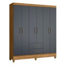 Ver imagem 2 de Guarda Roupa Casal 6 Portas 2 Gavetas 1,53m Freijo / Cinza Panamá Moval