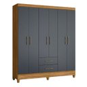 Ver imagem 2 de Guarda Roupa Casal 6 Portas 2 Gavetas 1,53m Freijo / Cinza Panamá Moval