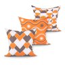 Almofada Laranja para Sala Decorativa Estampada 3 Unidades 45cm x 45cm com Refil de Silicone - 1
