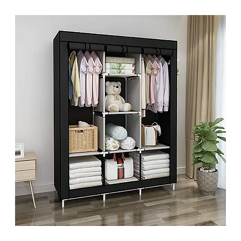 Guarda Roupa Portátil 3 Portas Cor Preto