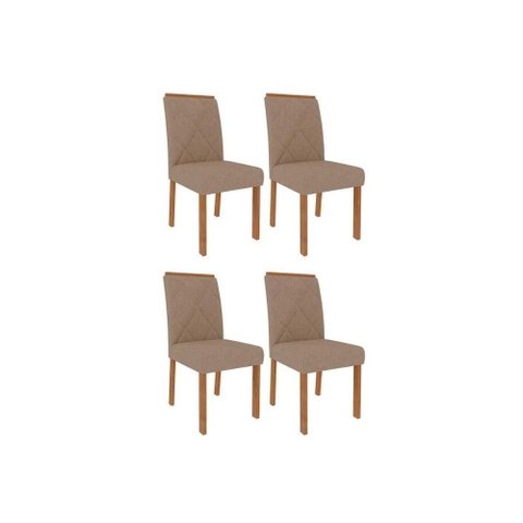 Cadeira Sala de Jantar Fernanda Wood Kit 4 Un Carvalho/linho Bege - Cimol