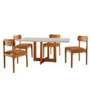 Ver imagem 2 de Conjunto de Mesa de Jantar Vitoria Tampo 120cm Laqueado Canto Moeda com Vidro e 4 Cadeiras Bellini