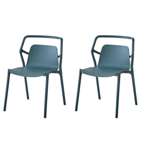 Kit 2 Cadeiras Empilhável Enjoy Rivatti 53 Cm (largura) Polipropileno (pp) Azul Aura com Proteção