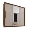 Guarda Roupa 3 Portas 4 Gavetas Mdp com Espelho Ipê e Off - 1