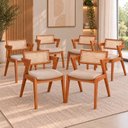 Ver imagem 1 de Kit 6 Cadeiras Madeira Maciça Rattan de Fibra Natural Estofada Verona Espresso Móveis