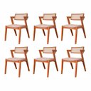 Ver imagem 2 de Kit 6 Cadeiras Madeira Maciça Rattan de Fibra 100% Estofada Verona Espresso Móveis