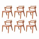 Ver imagem 3 de Kit 6 Cadeiras Madeira Maciça Rattan de Fibra 100% Estofada Verona Espresso Móveis Bege/Champagnhe