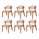 Ver imagem 3 de Kit 6 Cadeiras Madeira Maciça Rattan de Fibra Natural Estofada Verona Espresso Móveis