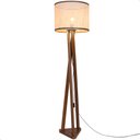 Ver imagem 1 de Luminária de Chão Estrela com Pés de Madeira e Tela Indiana Borda Marrom 162cm