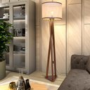 Ver imagem 2 de Luminária de Chão Estrela com Pés de Madeira e Tela Indiana Borda Marrom 162cm