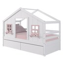 Ver imagem 3 de Cama Casinha Dos Sonhos com 02 Gavetas Madeira Maciça Branco/ Rosa Megamobilia