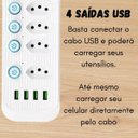 Ver imagem 3 de Filtro de Linha com 4 Tomadas e 4 Usb Retardador de Chama