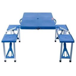 Mesa Camping e Praia com 4 Cadeiras Vira Maleta Portatil Mesinha Picnic Pesca Estudo Crianças com Ba - 2