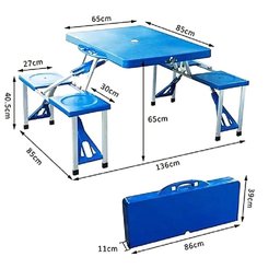 Mesa Camping e Praia com 4 Cadeiras Vira Maleta Portatil Mesinha Picnic Pesca Estudo Crianças com Ba - 8
