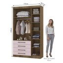 Ver imagem 3 de Guarda Roupa Modulado 132cm 3 Portas e 4 Gavetas Paris Luciane Móveis