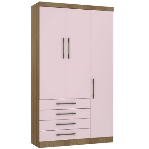 Guarda Roupa Modulado 132cm 3 Portas e 4 Gavetas Paris Luciane Móveis
