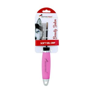 Pente Dentes Alternados Germanhart Cabo em Gel Rosa P/ Cães