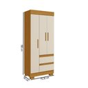 Ver imagem 4 de Guarda-Roupa Solteiro Maya 3 Portas 2 Gavetas Off White/Cinamomo - ACP Móveis