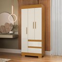 Ver imagem 1 de Guarda-Roupa Solteiro Maya 3 Portas 2 Gavetas Off White/Cinamomo - ACP Móveis