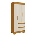 Ver imagem 2 de Guarda-Roupa Solteiro Maya 3 Portas 2 Gavetas Off White/Cinamomo - ACP Móveis