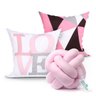 Capa Almofada para Cama Quarto Love Estampada Rosa Kit 2 Capas 45cm x 45cm + Almofada Nó Escandinavo - 1