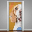 Ver imagem 1 de Adesivo Para Porta Pet Shop Cachorro Fundo Laranja- 93X210Cm