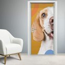 Ver imagem 2 de Adesivo Para Porta Pet Shop Cachorro Fundo Laranja- 93X210Cm